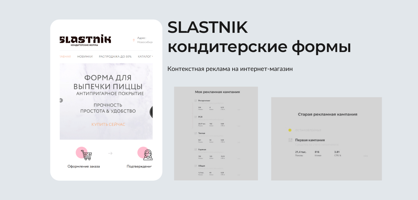 Кейс: SLASTNIK, кондитерские формы. Контекстная реклама на интернет-магазин